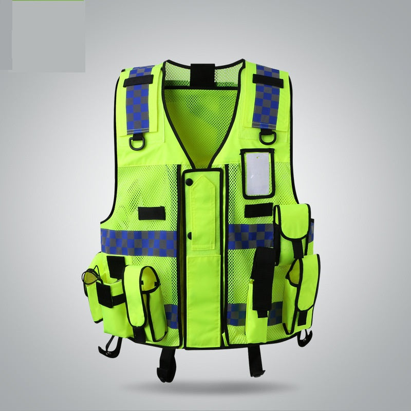 Reflective Vest Multi-bag Construction Safety Protection Vest Traffic Administration Fluorescent Coat