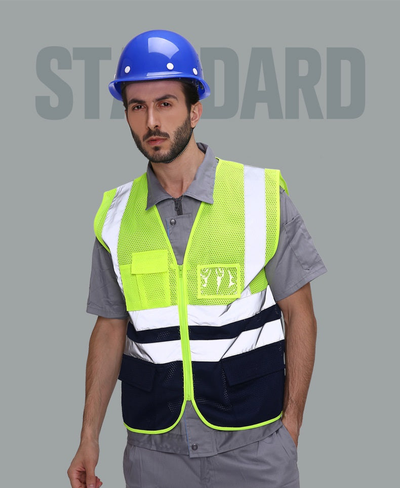 Reflective Vest Mesh Breathable Construction Safety Protection Fluorescent Vest