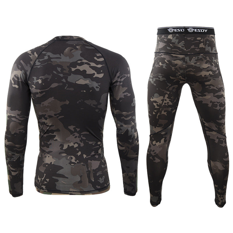 ESDY Outdoor Camouflage Thermal Underwear Sports Fitness Suits