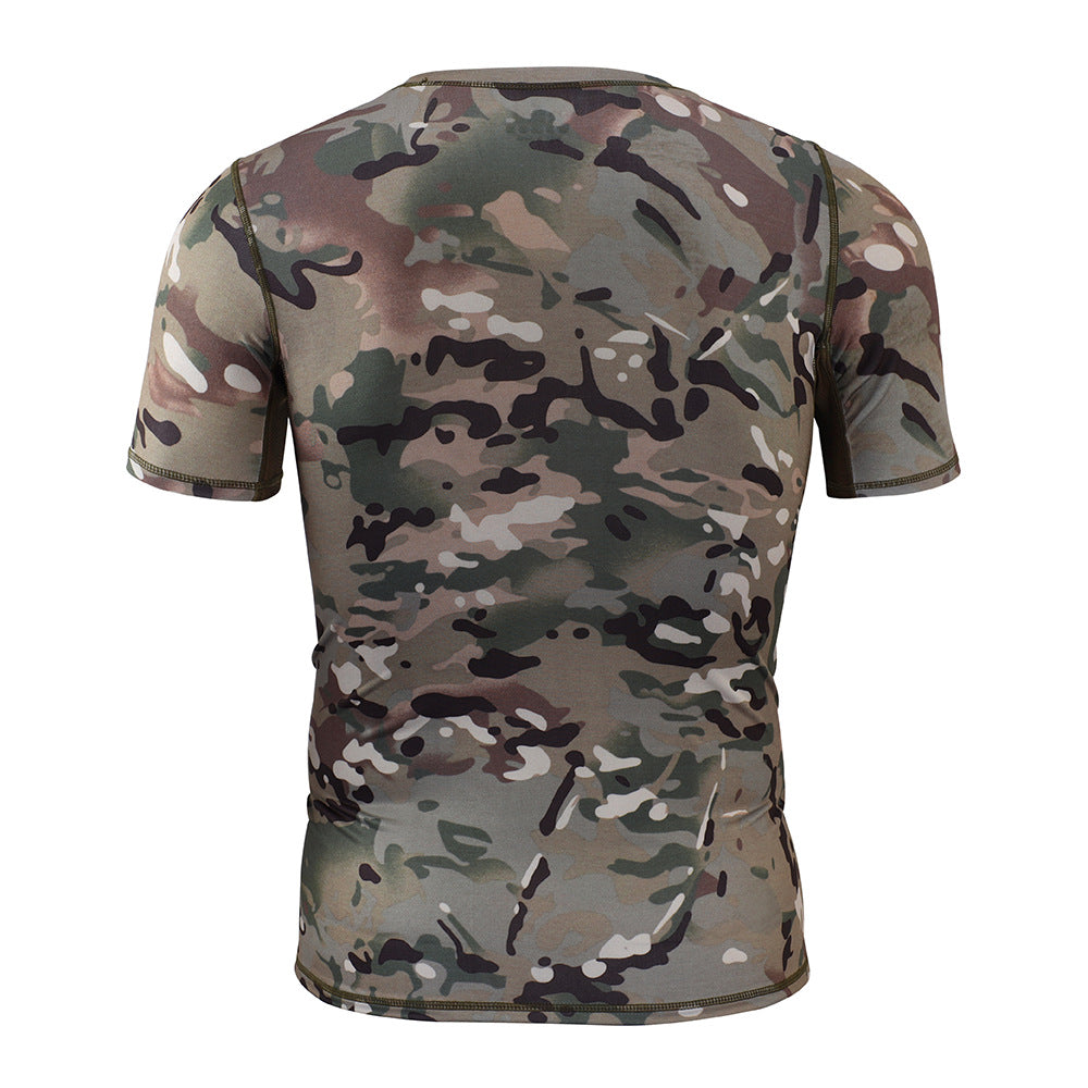 ESDY Tactical Short Sleeve Outdoor Suction Sports Fitness Men's Summer T-shirt