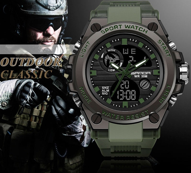 Outdoor Multifunctional Special Forces Watch Men's & Womens' Double Display Waterproof Luminous Sports Electronic Watch