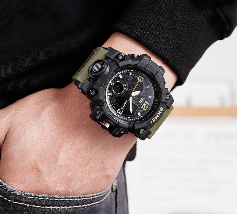 Men's Waterproof Electronic Watch Multifunctional Dual Display Shockproof Outdoor Sports Watch