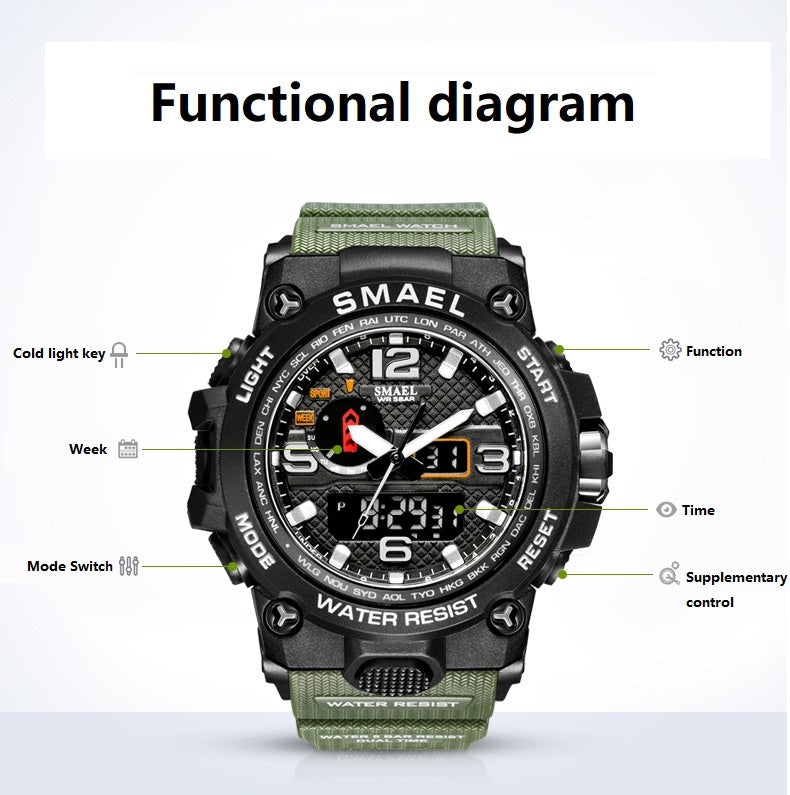 Outdoor Sports Multi-functional Electronic Watches Popular Men's Waterproof Watches