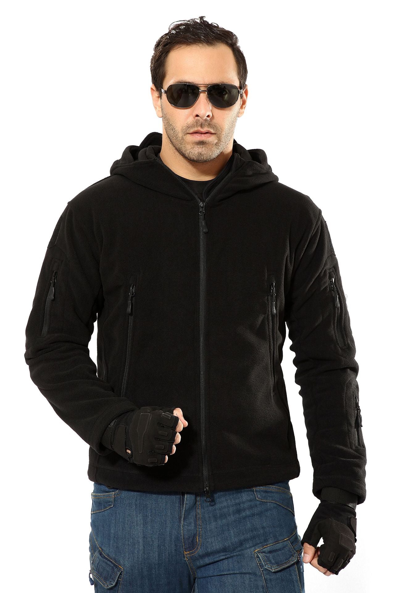 Outdoor Men's Polar Fleece Hoody Jacket Coat Tactical Combat Coat Hoodie Jacket