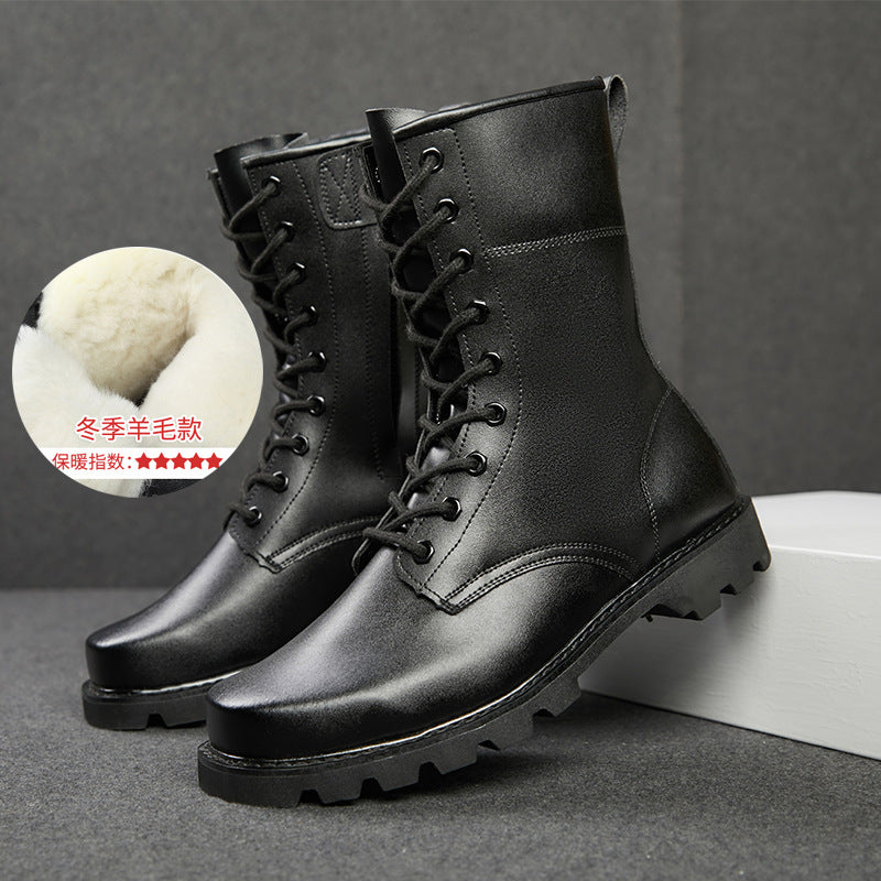 Cowhide Steel Toe Steel Bottom Martin Winter Wool Warm Boots Outdoor Work Boots