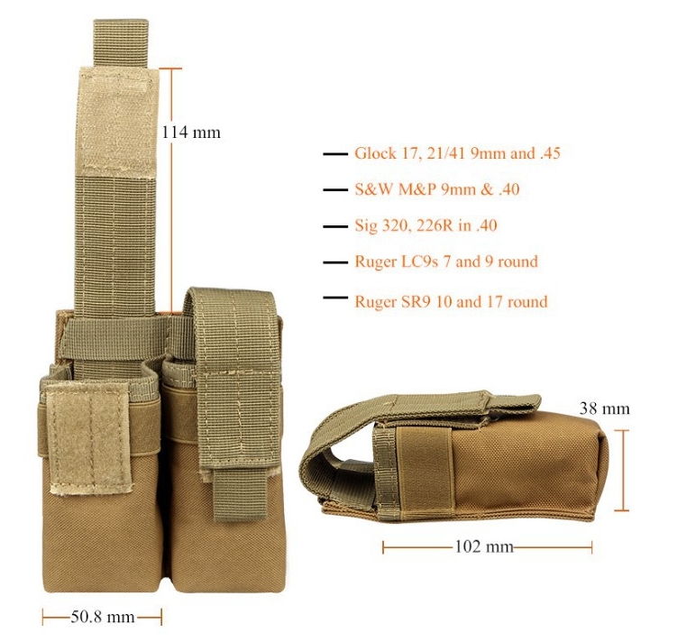 Outdoor Tactical  Single Double Magazine Pouch Flashlight Bag