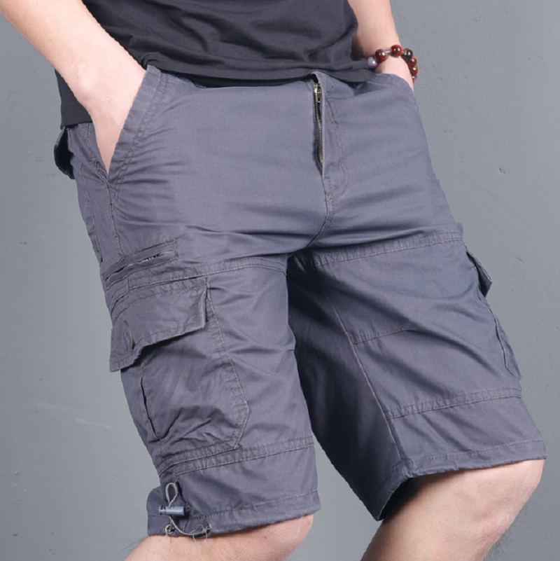 Outdoor Summer Men's Loose Casual Nickel Medium Trousers Multi-pocket Overall Shorts Elasticated Waist Pants