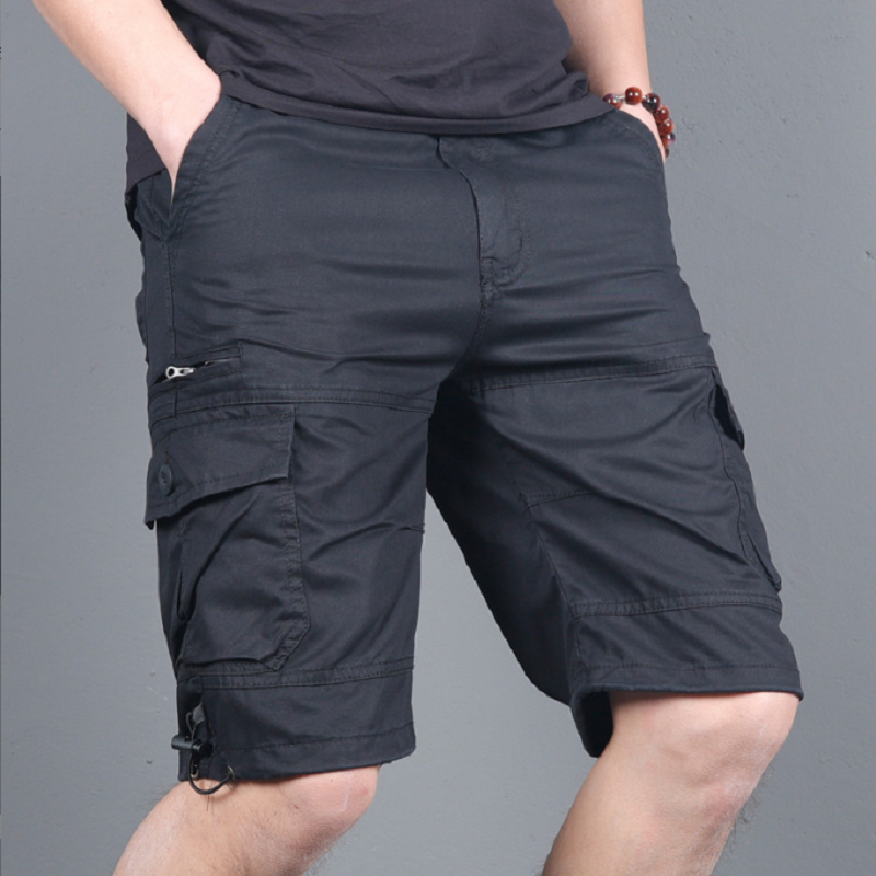 Outdoor Summer Men's Loose Casual Nickel Medium Trousers Multi-pocket Overall Shorts Elasticated Waist Pants