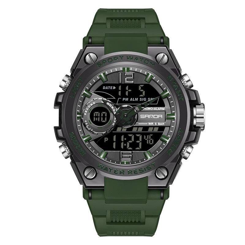 Outdoor Multifunctional Special Forces Watch Men's & Womens' Double Display Waterproof Luminous Sports Electronic Watch