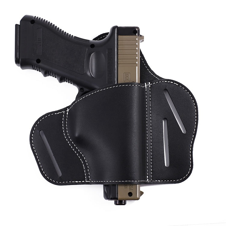 Universal Cowhide Black Concealed Carry Small Waist Holster Outdoor Sports Tactical Holster