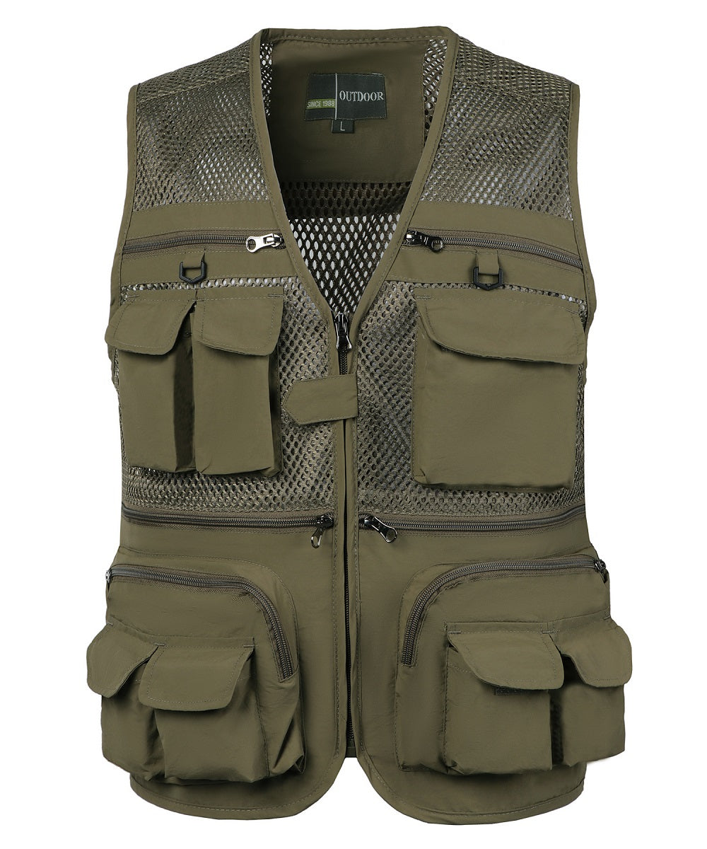 Outdoor Summer Men's Waistcoat Multi-pocket Large Mesh Sleeveless Vests