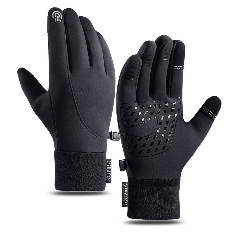 Autumn and Winter Cycling Gloves Men's Warm Fleece Motorcycle Gloves Outdoor Windproof Gloves