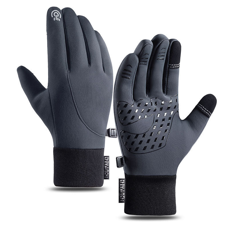 Autumn and Winter Cycling Gloves Men's Warm Fleece Motorcycle Gloves Outdoor Windproof Gloves