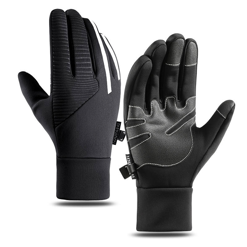 Autumn and Winter Cycling Gloves Men's Warm Fleece Motorcycle Gloves Outdoor Windproof Gloves