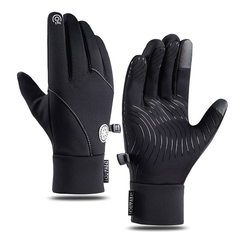 Autumn and Winter Cycling Gloves Men's Warm Fleece Motorcycle Gloves Outdoor Windproof Gloves