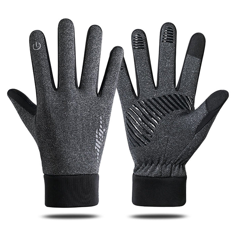 Autumn and Winter Cycling Gloves Men's Warm Fleece Motorcycle Gloves Outdoor Windproof Gloves