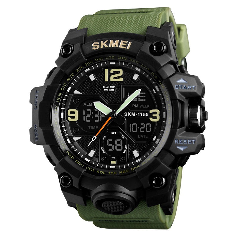 Men's Waterproof Electronic Watch Multifunctional Dual Display Shockproof Outdoor Sports Watch