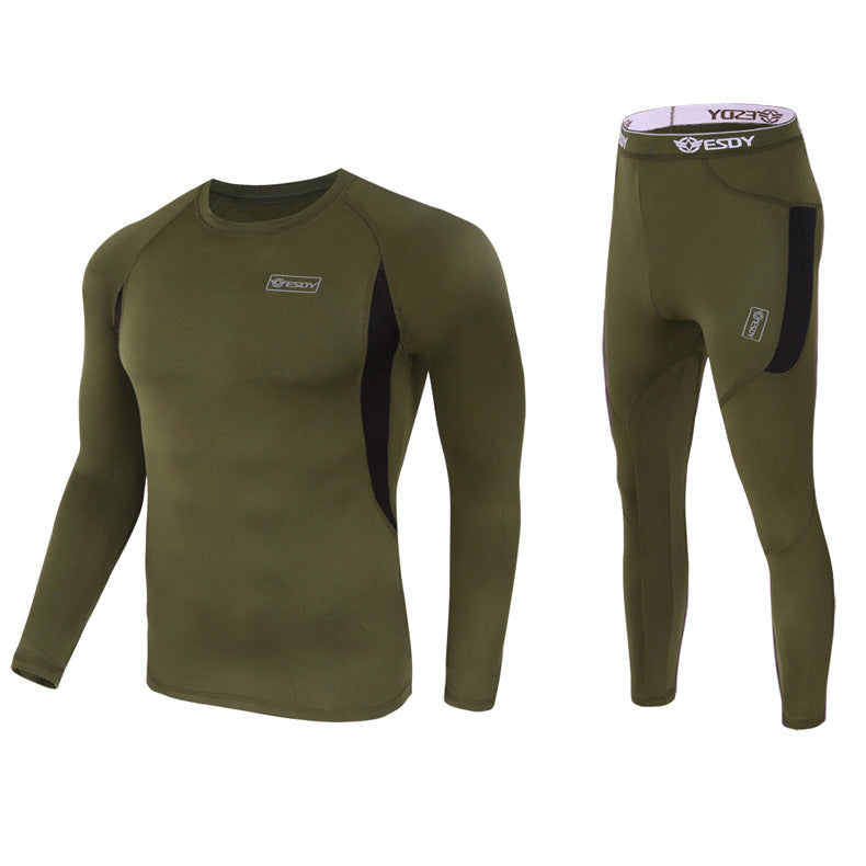 ESDY Thermal Underwear Set Eastic Fleece Outdoor Sports Cycling Unifoms Fitness Training Suits