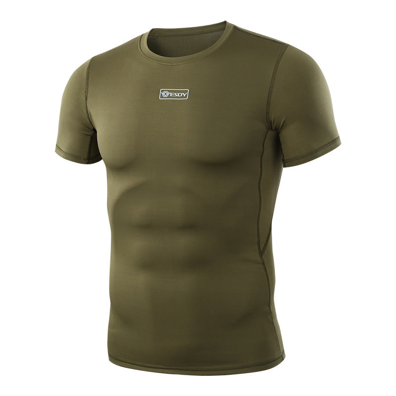 ESDY Tactical Short Sleeve Outdoor Suction Sports Fitness Men's Summer T-shirt