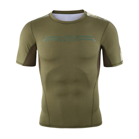 ESDY Sweat Wicking Tactics Short Sleeve Moisture Quick Drying Breathable Outdoor Men's T-shirt