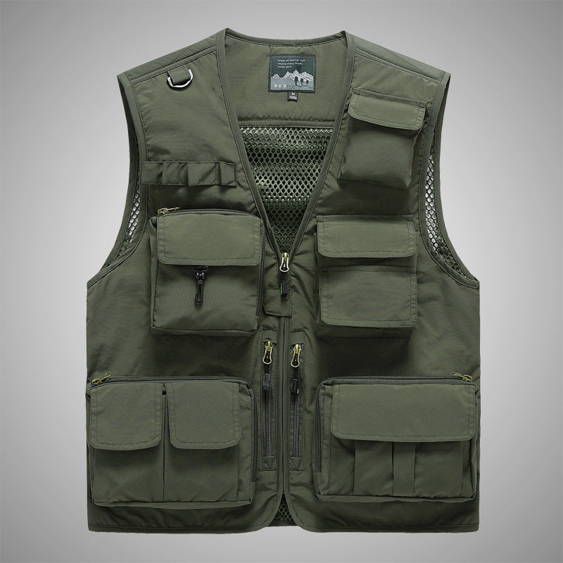 Outdoor Waistcoat Overalls Pocket Men's Thin Breathable Training Sports Sleeveless Vest