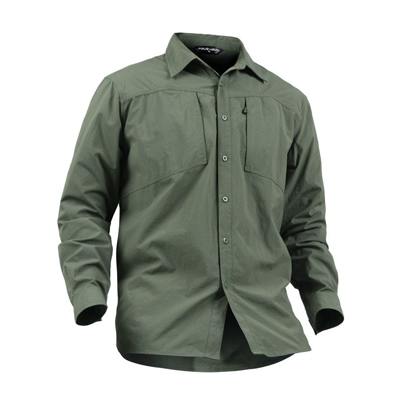 Outdoor Long Sleeve Tactical Shirt Slim Breathable Multi-pocket Quick-dry Shirt Lapel Coat