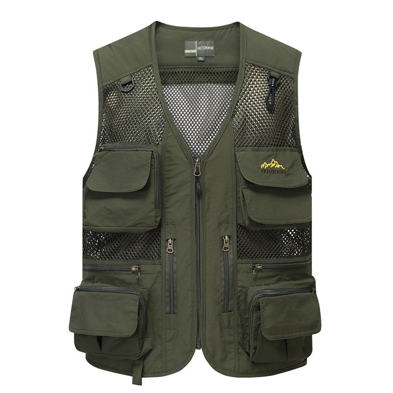 New Summer Men's Fishing Waistcoat Multi-pocket Traning Combat Sleeveless Vest