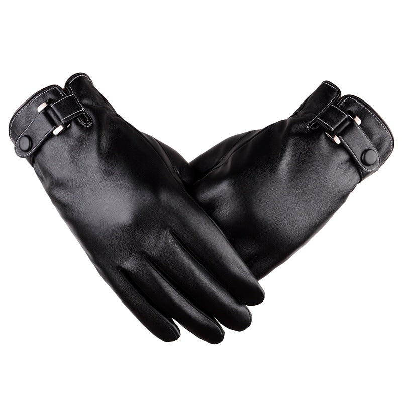 Men's Autumn Winter Leather PU Touch Screen Gloves Men's Warm Cycling Outdoor Sport Gloves