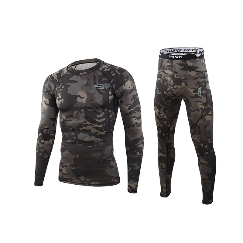 ESDY Outdoor Camouflage Thermal Underwear Sports Fitness Suits