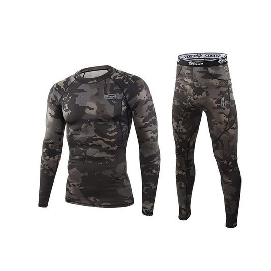 ESDY Outdoor Camouflage Thermal Underwear Sports Fitness Suits