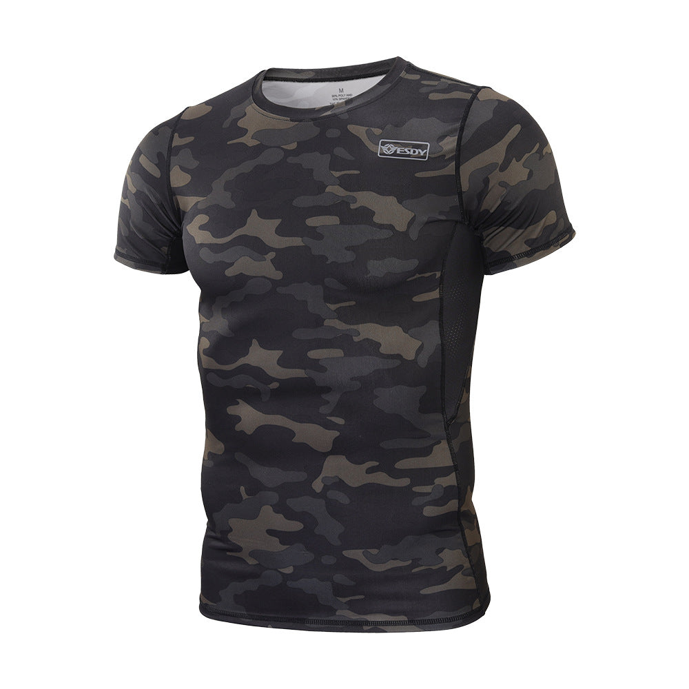 ESDY Tactical Short Sleeve Outdoor Suction Sports Fitness Men's Summer T-shirt