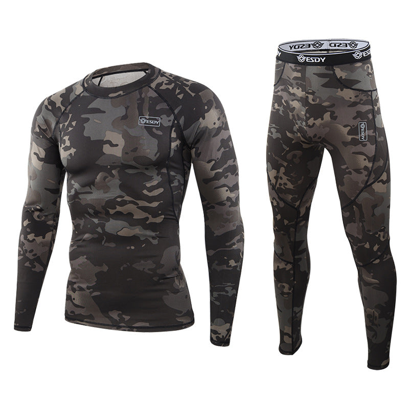 ESDY Outdoor Camouflage Thermal Underwear Sports Fitness Suits