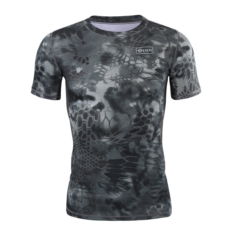 ESDY Tactical Short Sleeve Outdoor Suction Sports Fitness Men's Summer T-shirt