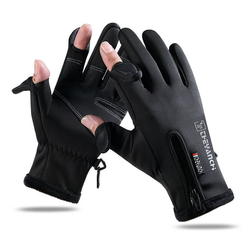 Autumn and Winter Cycling Gloves Men's Warm Fleece Motorcycle Gloves Outdoor Windproof Gloves