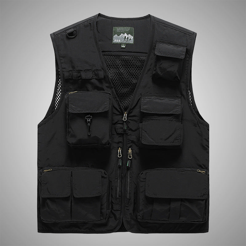 Outdoor Waistcoat Overalls Pocket Men's Thin Breathable Training Sports Sleeveless Vest