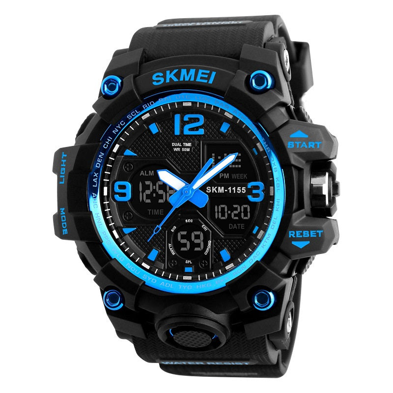 Men's Waterproof Electronic Watch Multifunctional Dual Display Shockproof Outdoor Sports Watch