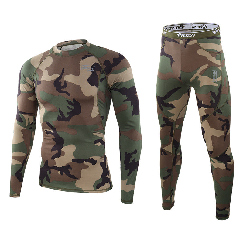 ESDY Outdoor Camouflage Thermal Underwear Sports Fitness Suits