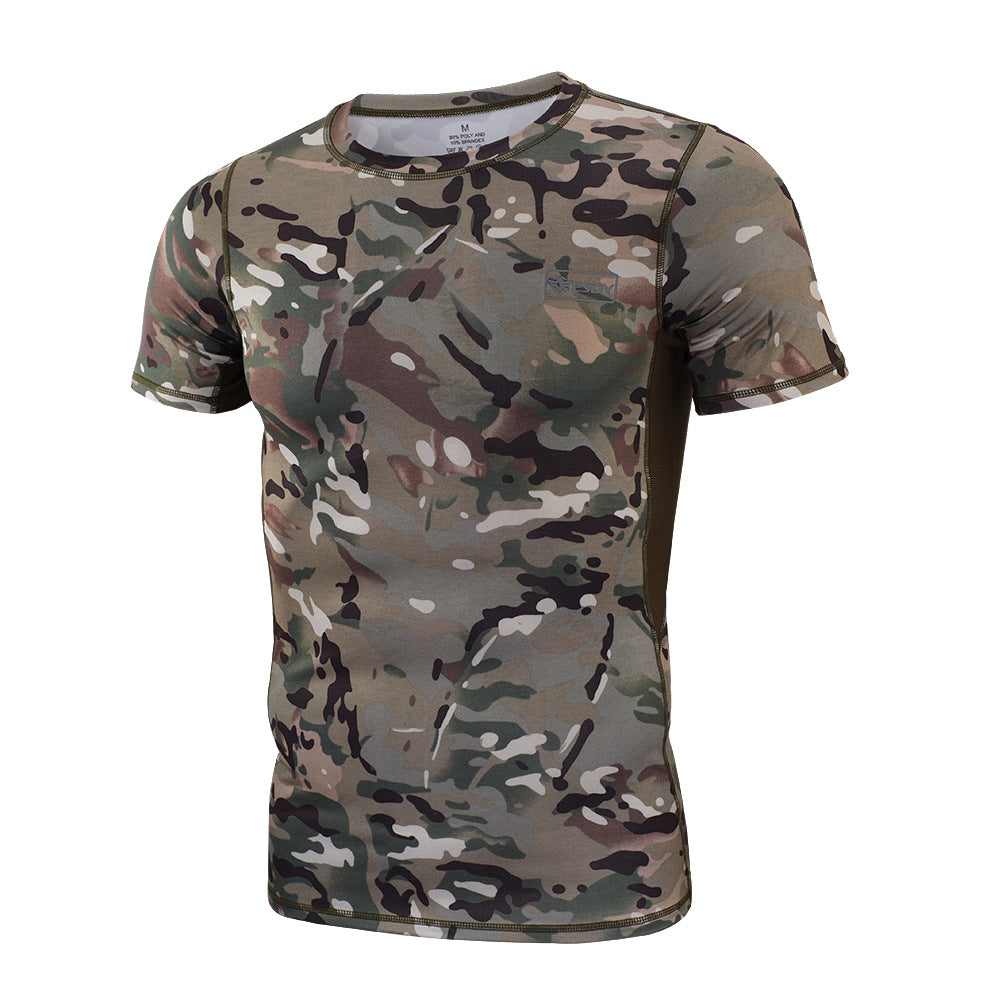 ESDY Tactical Short Sleeve Outdoor Suction Sports Fitness Men's Summer T-shirt