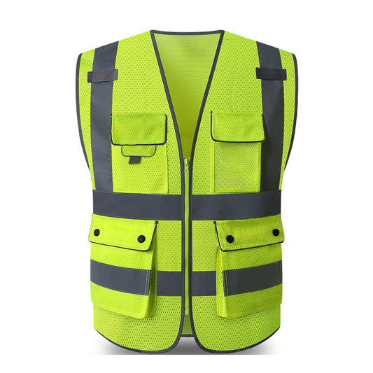 Reflective Vest Construction ProtectiveTraffic Fluorescent Yellow Breathable Safety Reflective Vest