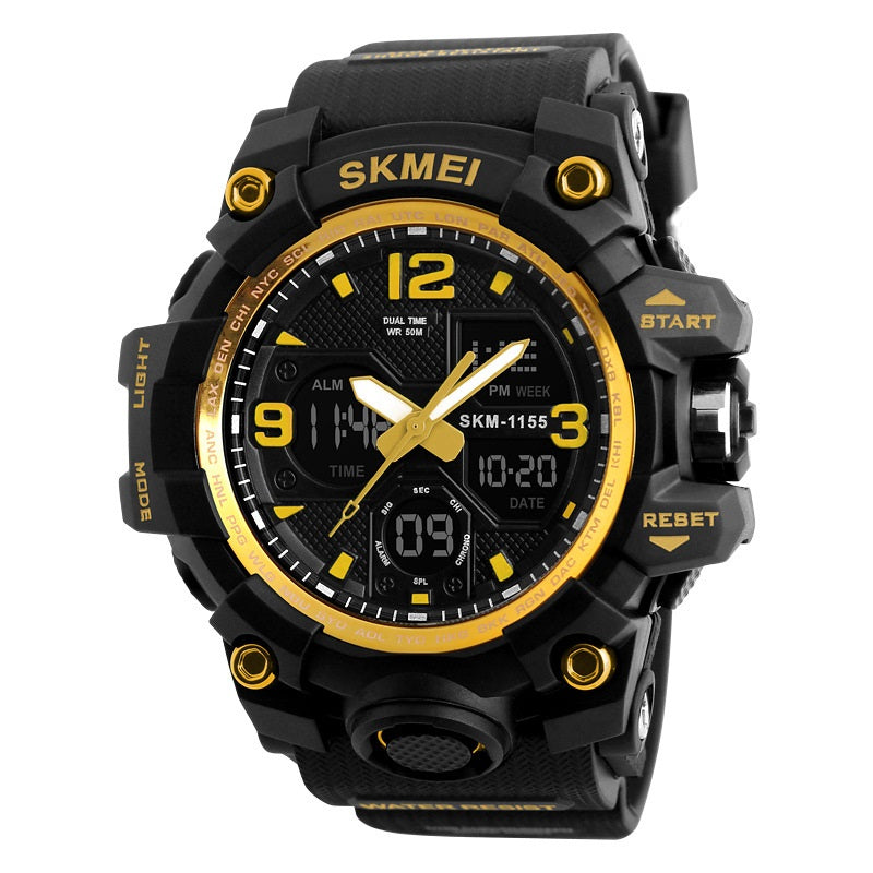 Men's Waterproof Electronic Watch Multifunctional Dual Display Shockproof Outdoor Sports Watch