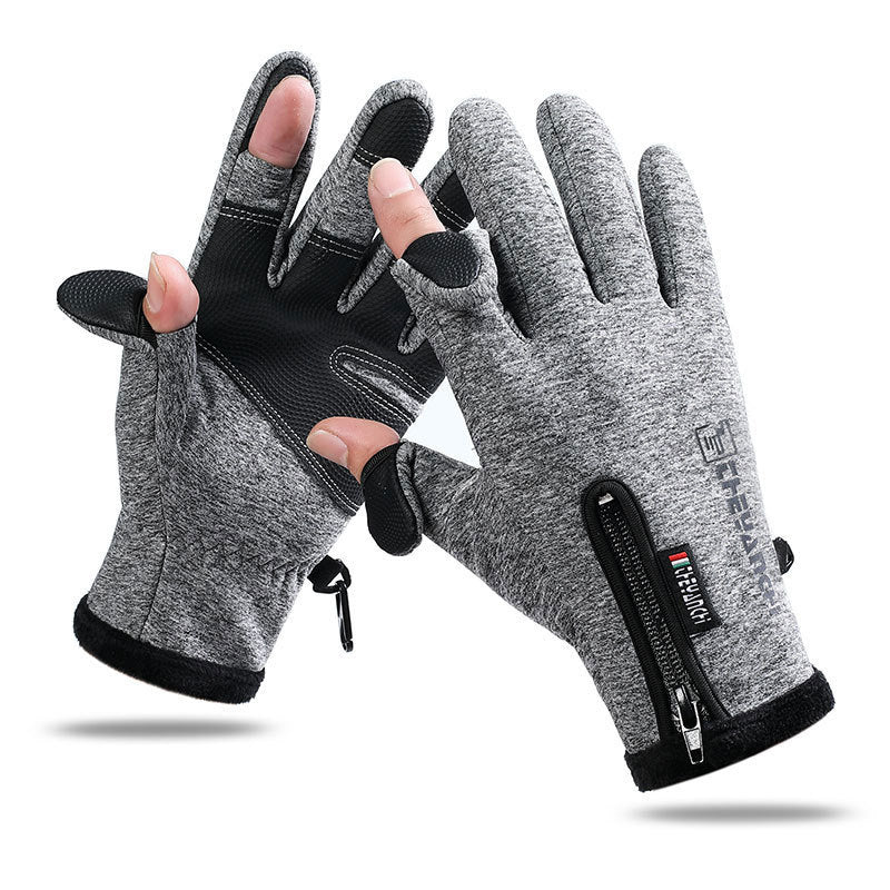 Autumn and Winter Cycling Gloves Men's Warm Fleece Motorcycle Gloves Outdoor Windproof Gloves