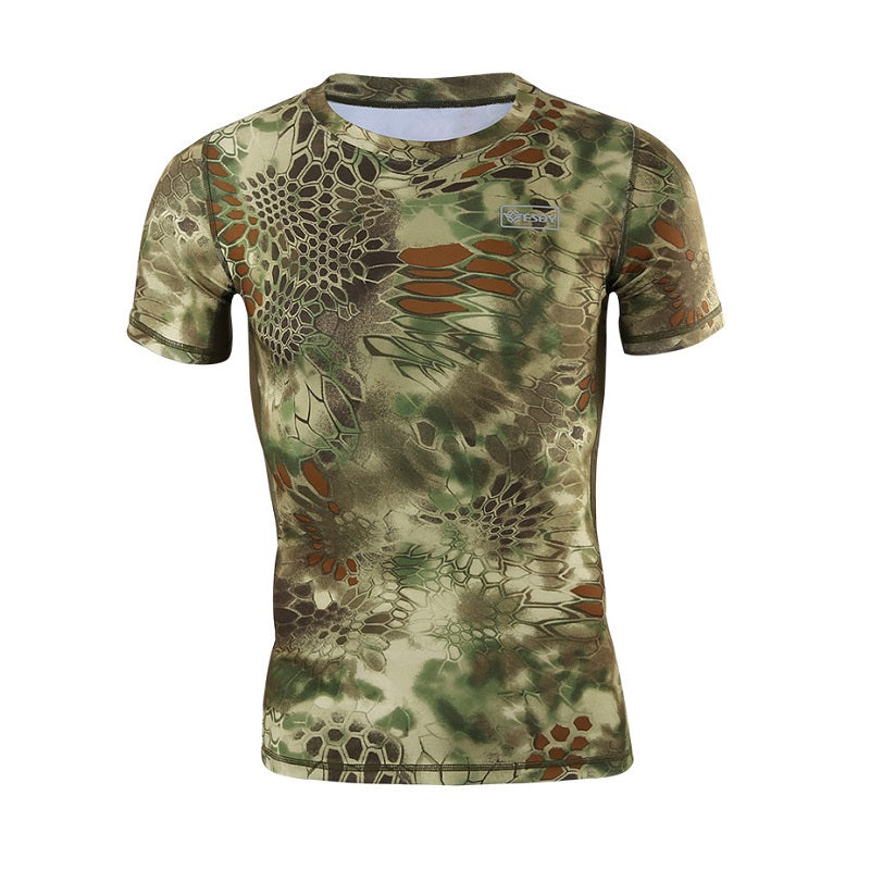 ESDY Tactical Short Sleeve Outdoor Suction Sports Fitness Men's Summer T-shirt