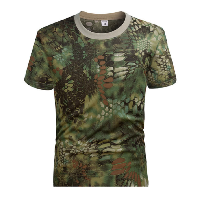 New Python Outdoor Round Neck Camo Short Sleeve Training Fitness Multicolor Tactical Sports T-Shirts