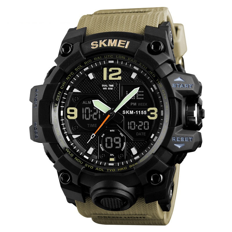 Men's Waterproof Electronic Watch Multifunctional Dual Display Shockproof Outdoor Sports Watch