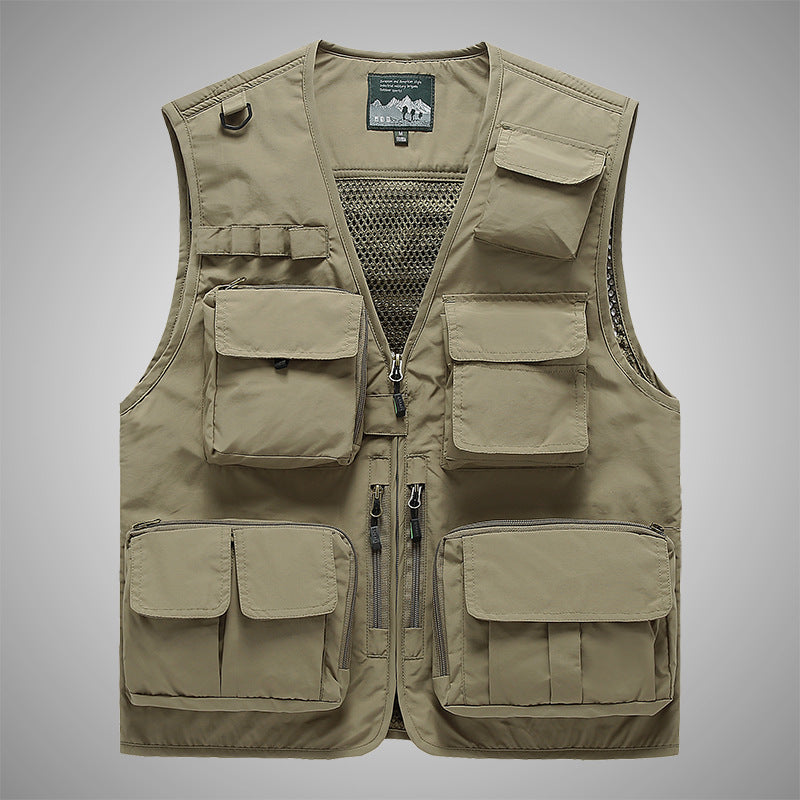 Outdoor Waistcoat Overalls Pocket Men's Thin Breathable Training Sports Sleeveless Vest