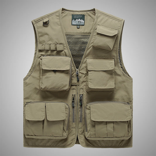 Outdoor Waistcoat Overalls Pocket Men's Thin Breathable Training Sports Sleeveless Vest