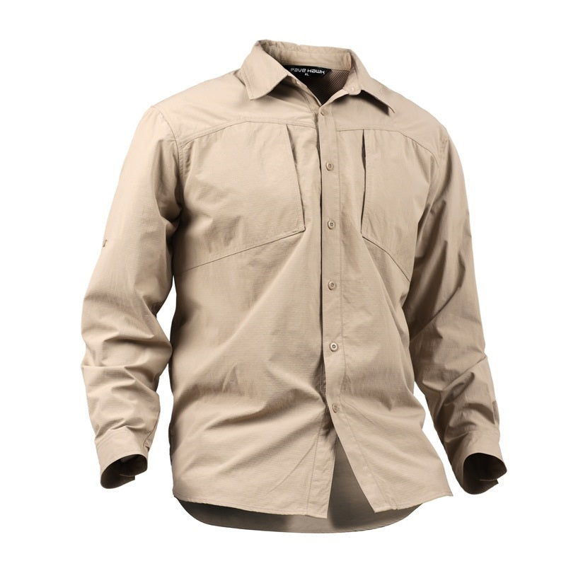 Outdoor Long Sleeve Tactical Shirt Slim Breathable Multi-pocket Quick-dry Shirt Lapel Coat