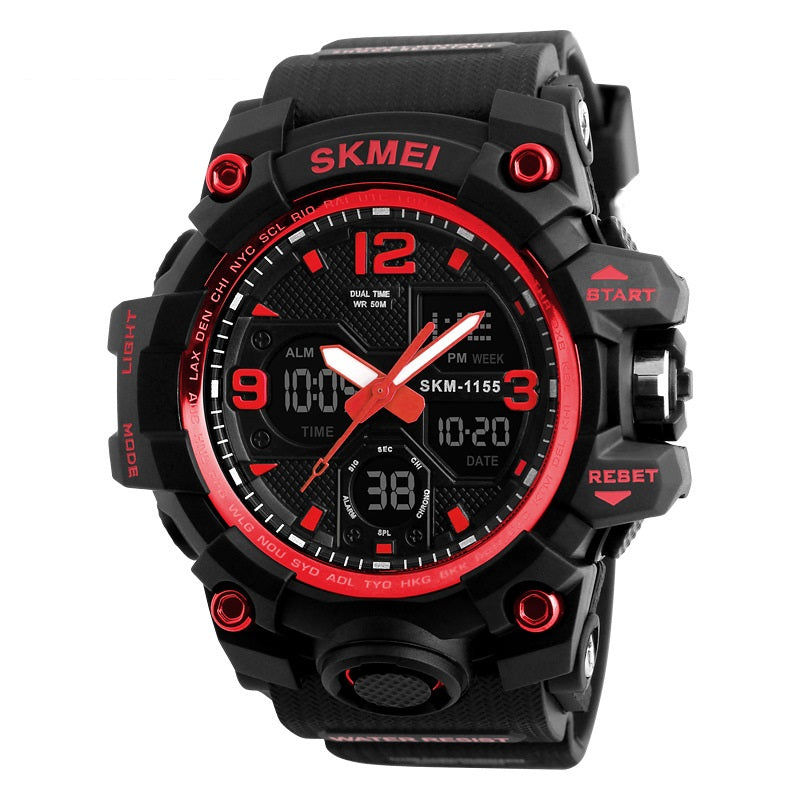 Men's Waterproof Electronic Watch Multifunctional Dual Display Shockproof Outdoor Sports Watch