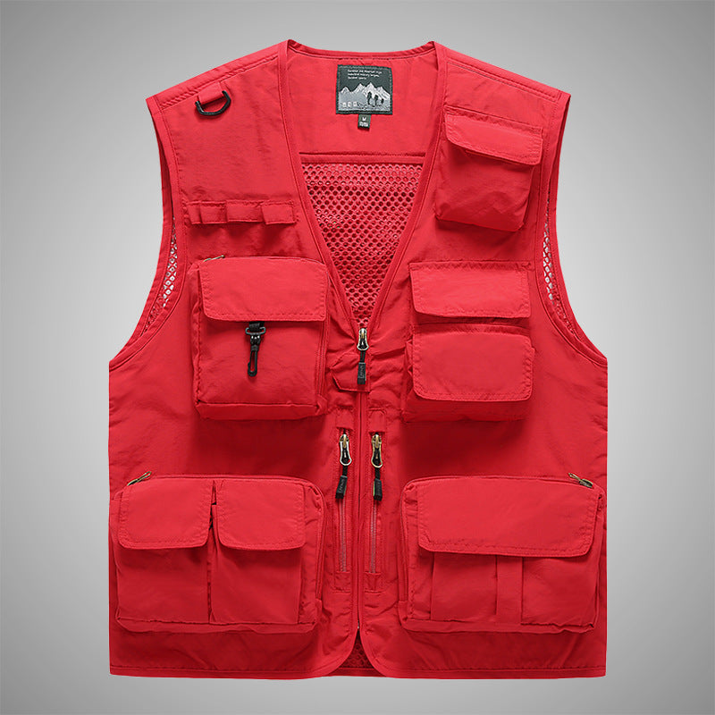 Outdoor Waistcoat Overalls Pocket Men's Thin Breathable Training Sports Sleeveless Vest