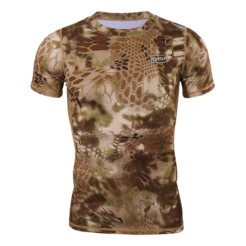 ESDY Tactical Short Sleeve Outdoor Suction Sports Fitness Men's Summer T-shirt